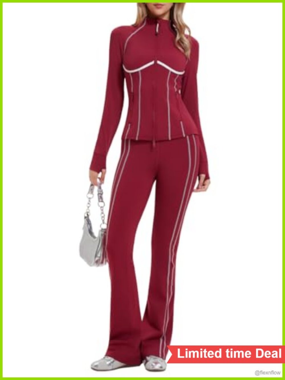 Women 2 Piece Tracksuit Set Athleisure Travel Workout High Waist Flared Pants